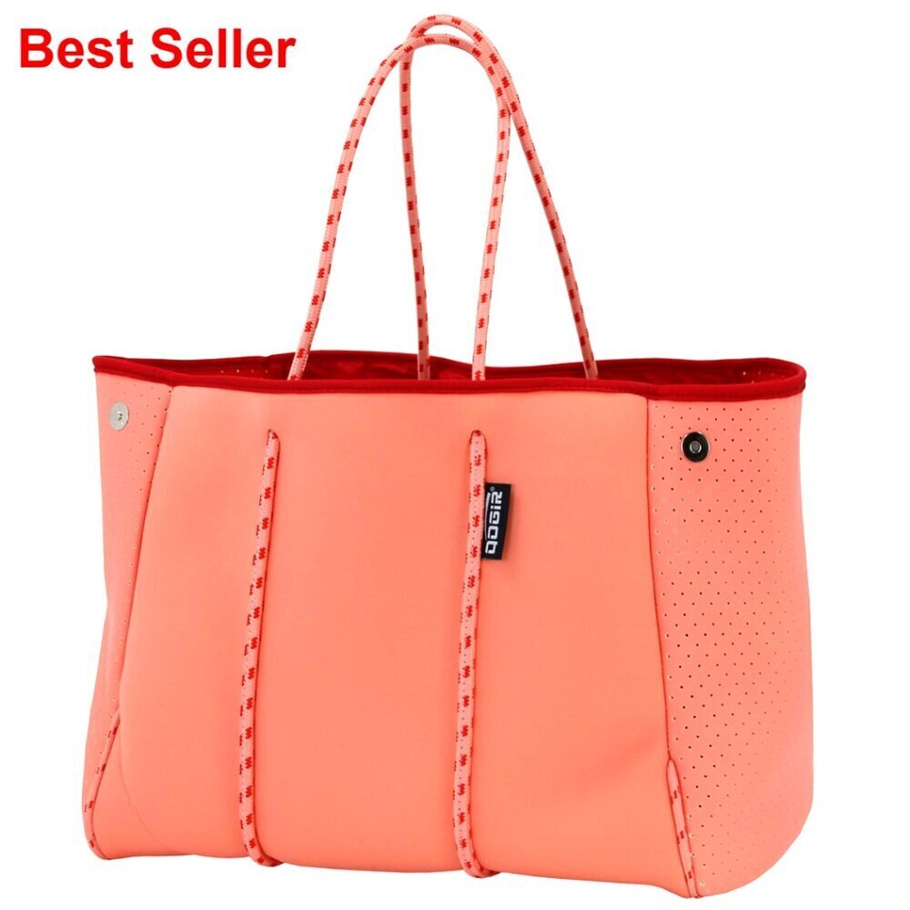 Large Neoprene Tote Bag with Zipper Pockets for Beach Travel Gym